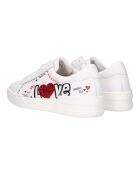 Sneakers en Cuir Love blanc/rouge/noir